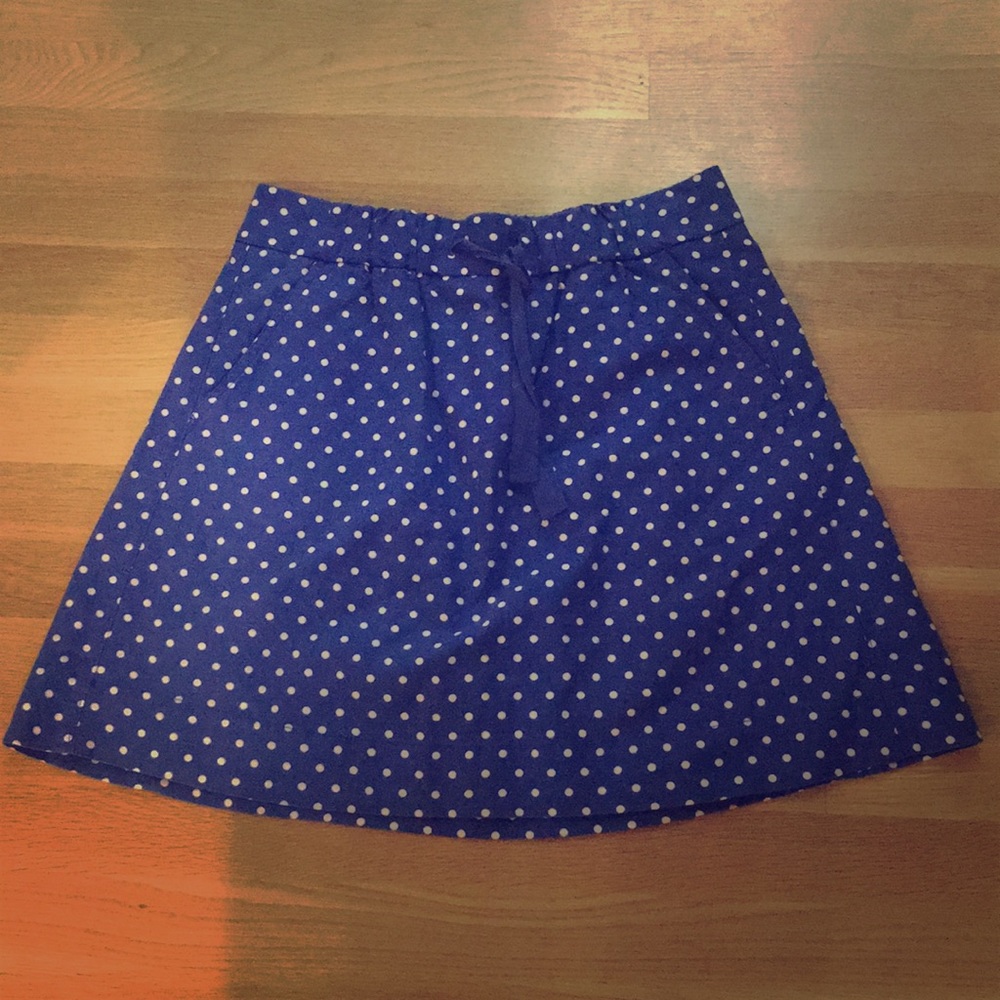 Jcrew cobalt blue polka dot tie skirt